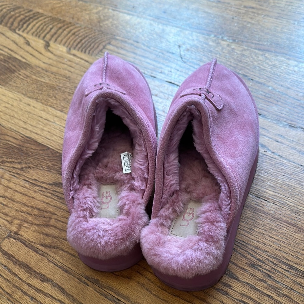 UGG Mauve Suede Plush Slippers